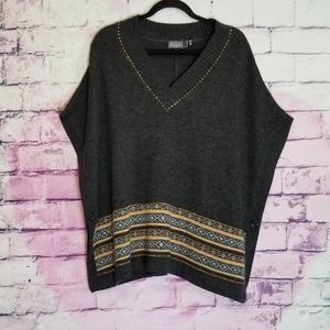 COSTA BLANCA CHARCOAL ANGORA BLEND BUTTON PONCHO S